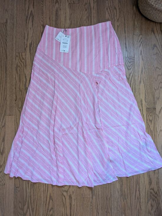 Zara Dresses & Skirts - ZARA NWT Women's XL Skirt Maxi Asymmetrical Linen Pink